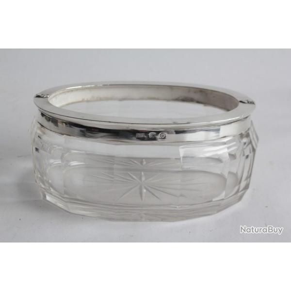 Baguier cristal taill� et argent