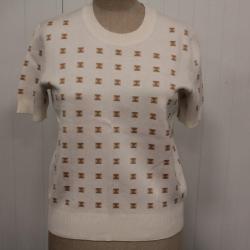 HERMES Pull à motifs soie manches courtes T40