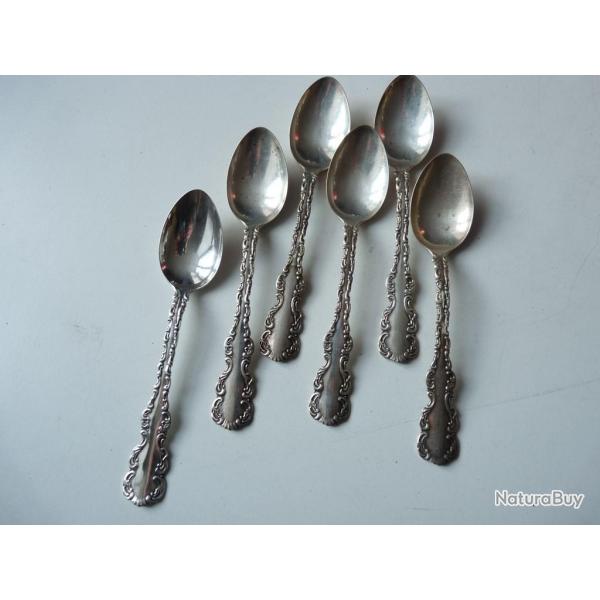 Six cuillres a caf argent sterling