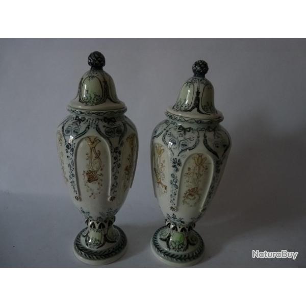 Paire Pots couverts cramique H.Horngacher Art nouveau