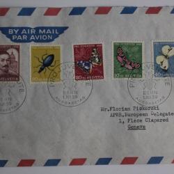 Enveloppe Suisse FDC  par avion 1956