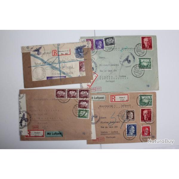 Lot enveloppes Allemagne Posen et munchen avec contrle Geoffnet 1943