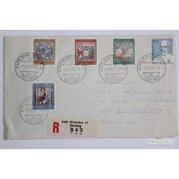 Enveloppe recommande pro patria Suisse cachet Winterthur 1967