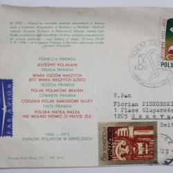 Enveloppe Pologne union des polonais en Allemagne par avion 1972