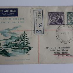 Enveloppe souvenir cover Norfolk Island par avion recommander 1956
