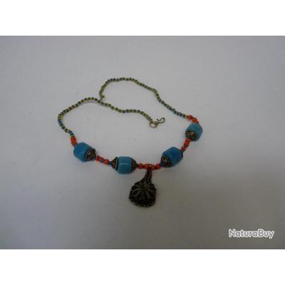 Ancien Collier Oriental En Pâte De Verre - Vintage