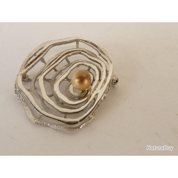 Bijoux Broche argent Design 1970