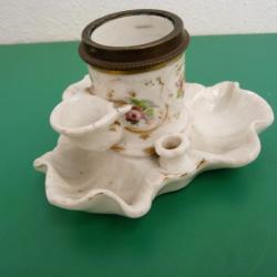 Encrier porte plumes porcelaine