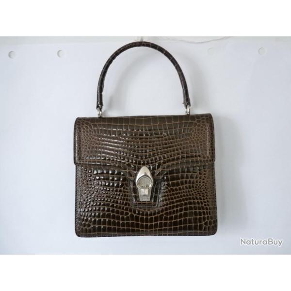 Sac  main C.O.D Paris en plastique vernis imitation croco