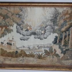Tableau Broderie sur soie XIXe si&egrave;cle