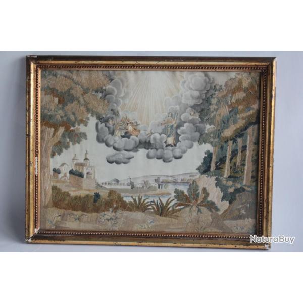 Tableau Broderie sur soie XIXe si�cle