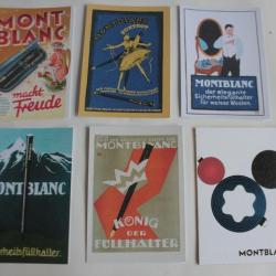 Lot 5 Cartes Postales Publicit&eacute; stylo MontBlanc + 1 carton bonne ann&eacute;e