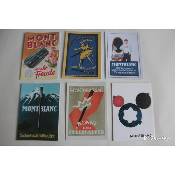Lot 5 Cartes Postales Publicit� stylo MontBlanc + 1 carton bonne ann�e