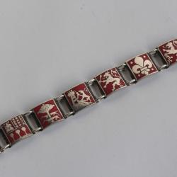 Bracelet argent &eacute;maill&eacute; Henri TEGUY Blasons Pays Basque