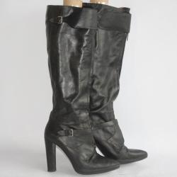 HERMES Bottes à talons cuir noir T40