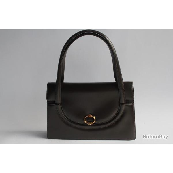 GUCCI Sac � main cuir marron vintage