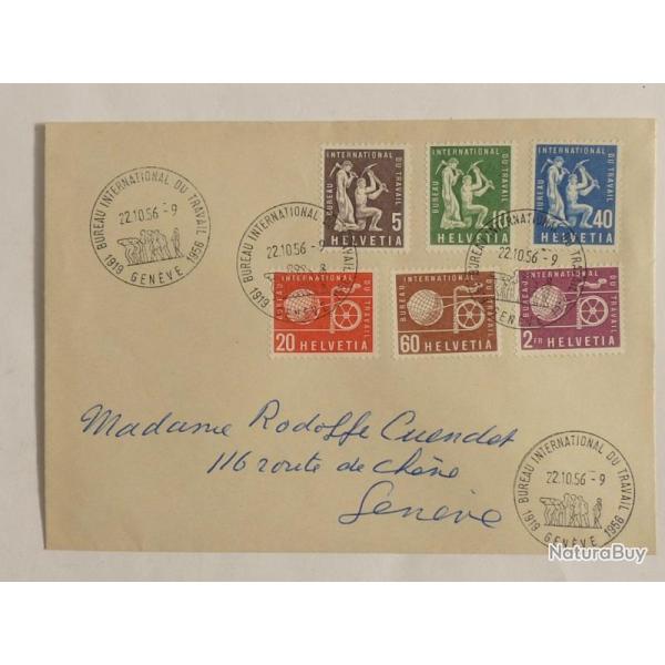 Timbres Suisse BIT 1956 oblit�r� FDC sur enveloppe