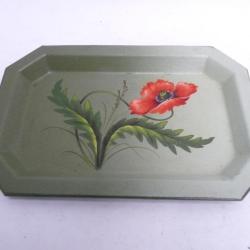 Petit plateau tôle peinte Fleur Coquelicot