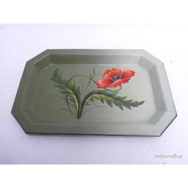 Petit plateau t�le peinte Fleur Coquelicot