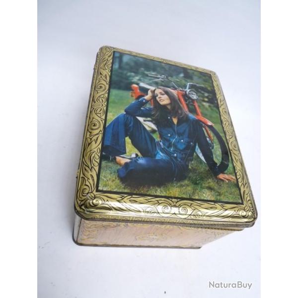 Boite s�rigraphi�e Design 1970 Pin-up Femme Moto