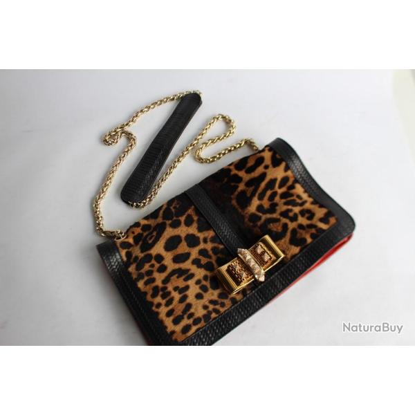 CHRISTIAN LOUBOUTIN Sac Pochette bandouli�re L�opard Sweet Charity