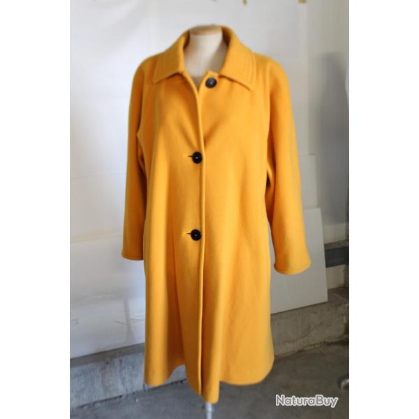 Manteau long jaune femme cachemire vintage T38