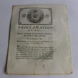 Proclamation du Roi 1791 Vosges