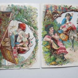 Deux chromos ajour&eacute;s chocolat SUCHARD