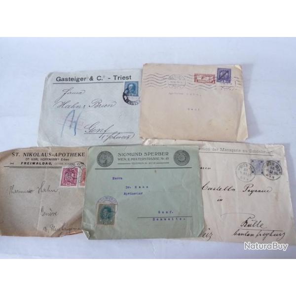 Cinq  enveloppes timbr�es Autriche Timbre Philat�lie