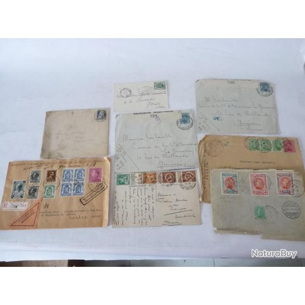 Huit enveloppes timbr�es Belgique Timbre Philat�lie