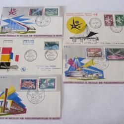 Enveloppes 1er Jour Exposition Universelle Bruxelles 1958 Philat&eacute;lie