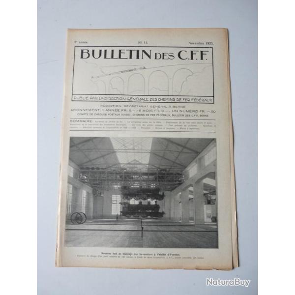 Bulletin Des CFF N�11 Novembre 1925 Magazine Train miniature