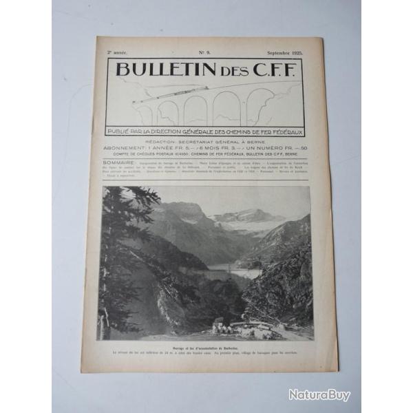 Bulletin Des CFF N�9 Septembre 1925 Magazine Train miniature