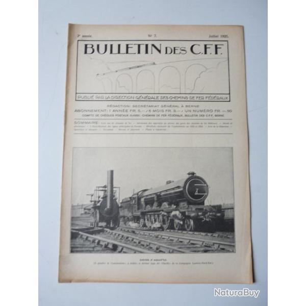 Bulletin Des CFF N�7 Juillet 1925 Magazine Train miniature