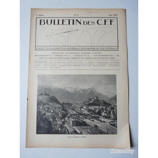 Bulletin Des CFF N�6 Juin 1925 Magazine Train miniature
