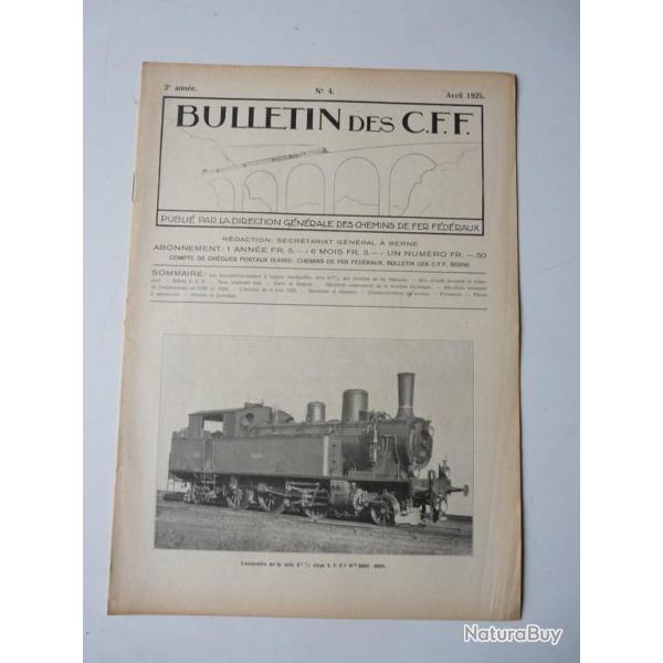 Bulletin Des CFF N�4 Avril 1925 Magazine Train miniature