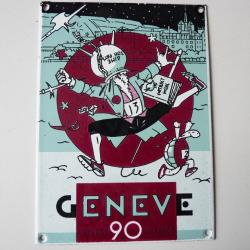 Plaque émaillée 13e Course de l'Escalade 1990 Genève Exem