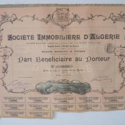 Part bénéficiaire Société immobilière d'Algérie action
