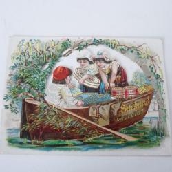 Chromo ajouré chocolat SUCHARD  enfants sur bateaux
