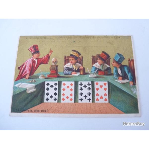 Chromo calendrier  A La Souveraine  Lyon 1882