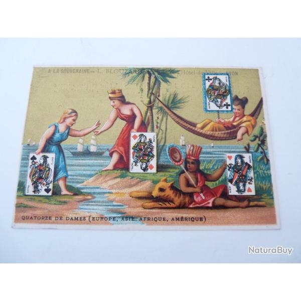 Chromo calendrier  A La Souveraine  Lyon 1882