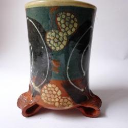 Sculpture pique fleurs terre vernissée Savoie