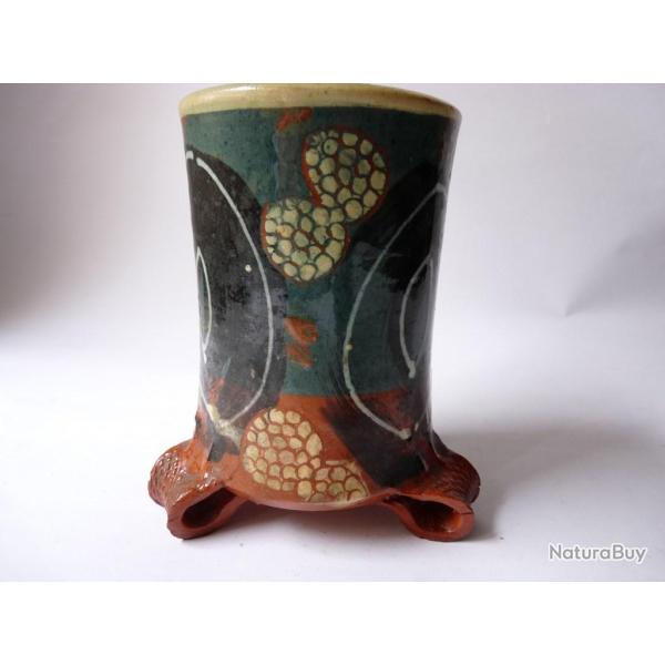 Sculpture pique fleurs terre verniss�e Savoie