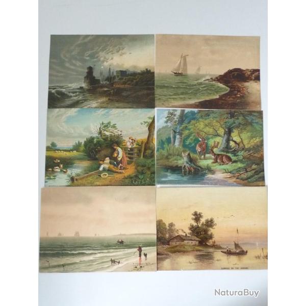 Lot de 6 chromos XIXe si�cle