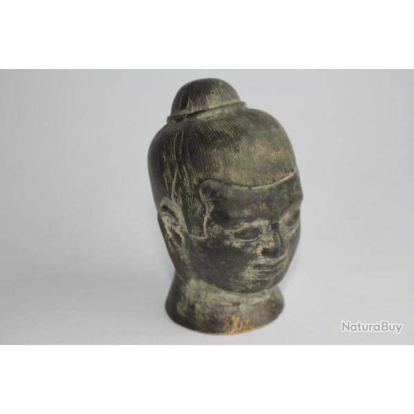 Ancienne T�te de Bouddha bronze Asie