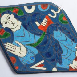 Cuivre émaillé cloisonné Sauveur en majesté entre alpha et omega