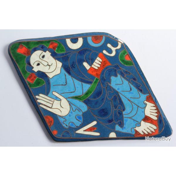 Cuivre �maill� cloisonn� Sauveur en majest� entre alpha et omega