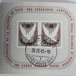 Timbre Suisse Pro Juventute B144 Centenaire Colombe de Bâle 1945
