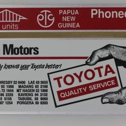 Télécarte L&G dummy Ela Motors Toyota Papua New Guinea