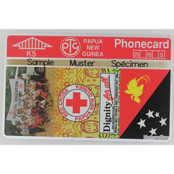 T�l�carte L&G dummy Red Cross Dignity for All Flag Papua New Guinea 1994